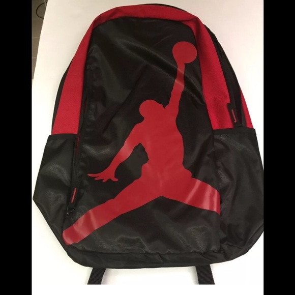 Nike Jordan Jumpman Backpack Large Logo Blk Red - Picture 4 of 8